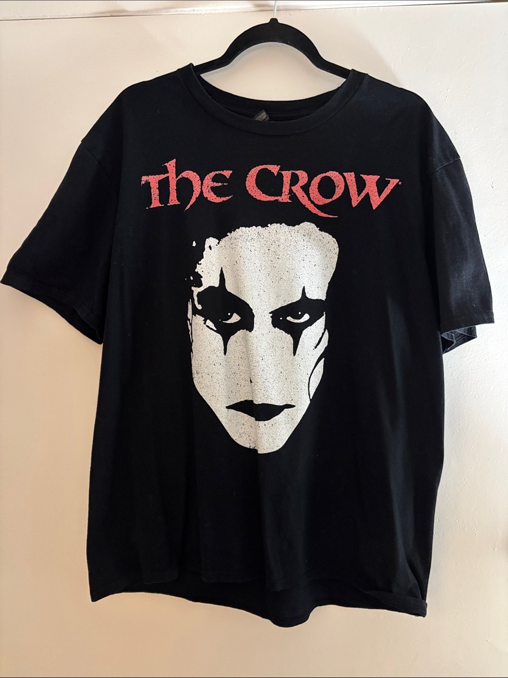 The Crow Anvil Vintage Black Tee with White & Red Graphic XL